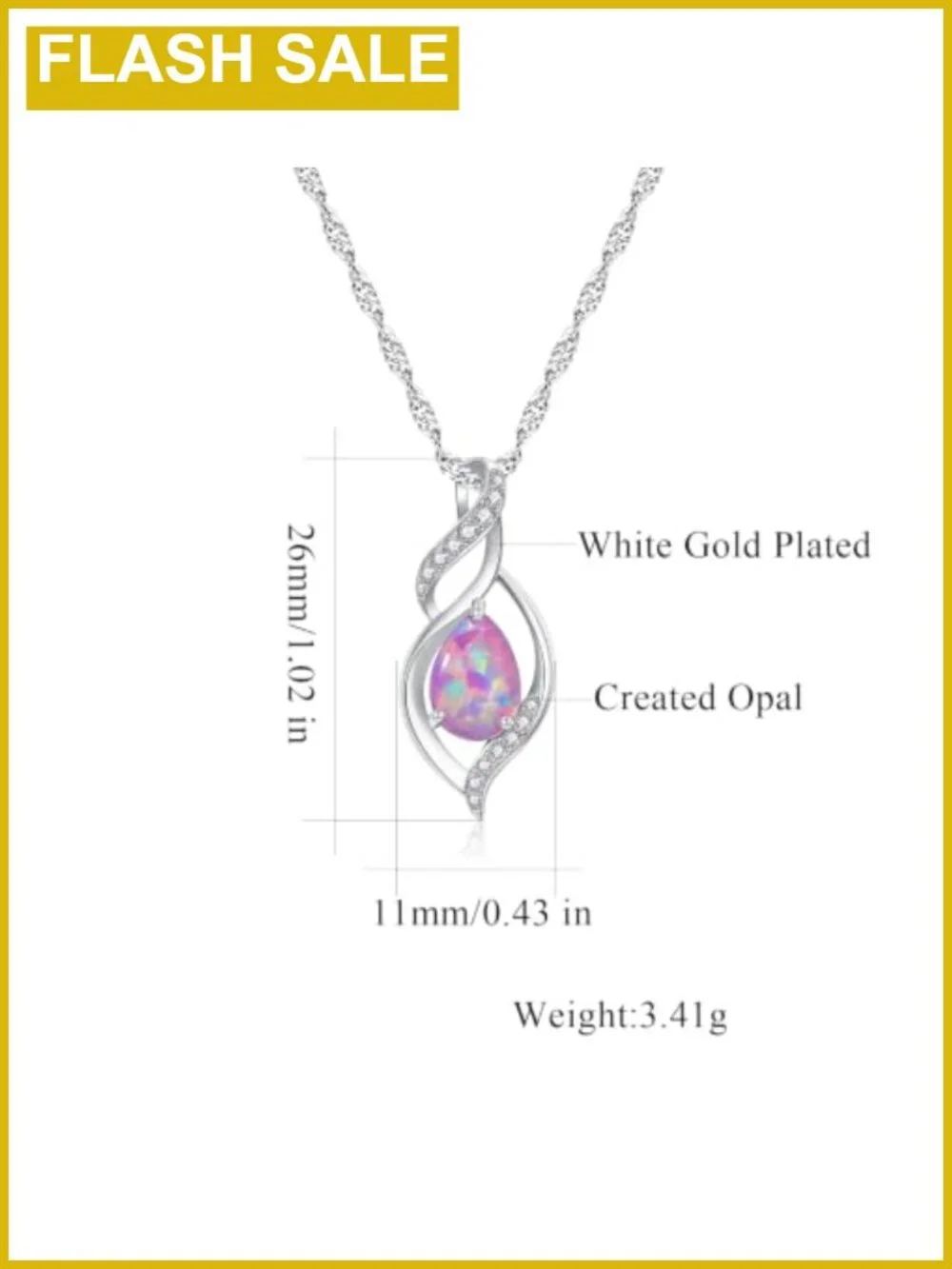Opal Infinity Pendant Necklace White Gold Plated Genuine Gemstone Gift